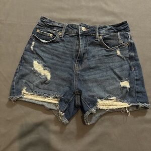 No Boundaries Dark Blue Distressed Jean Shorts
